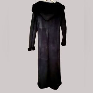 Women’s Long Black Shearling with Hood